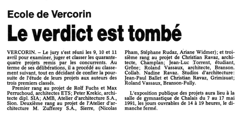 Ecole de Vercorin - Le verdict est tombé
